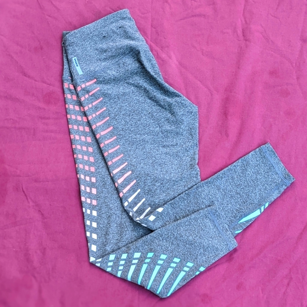 RBX workout leggings Brand New w/o tags grey w/ pastel pink/blue detail Size s/p